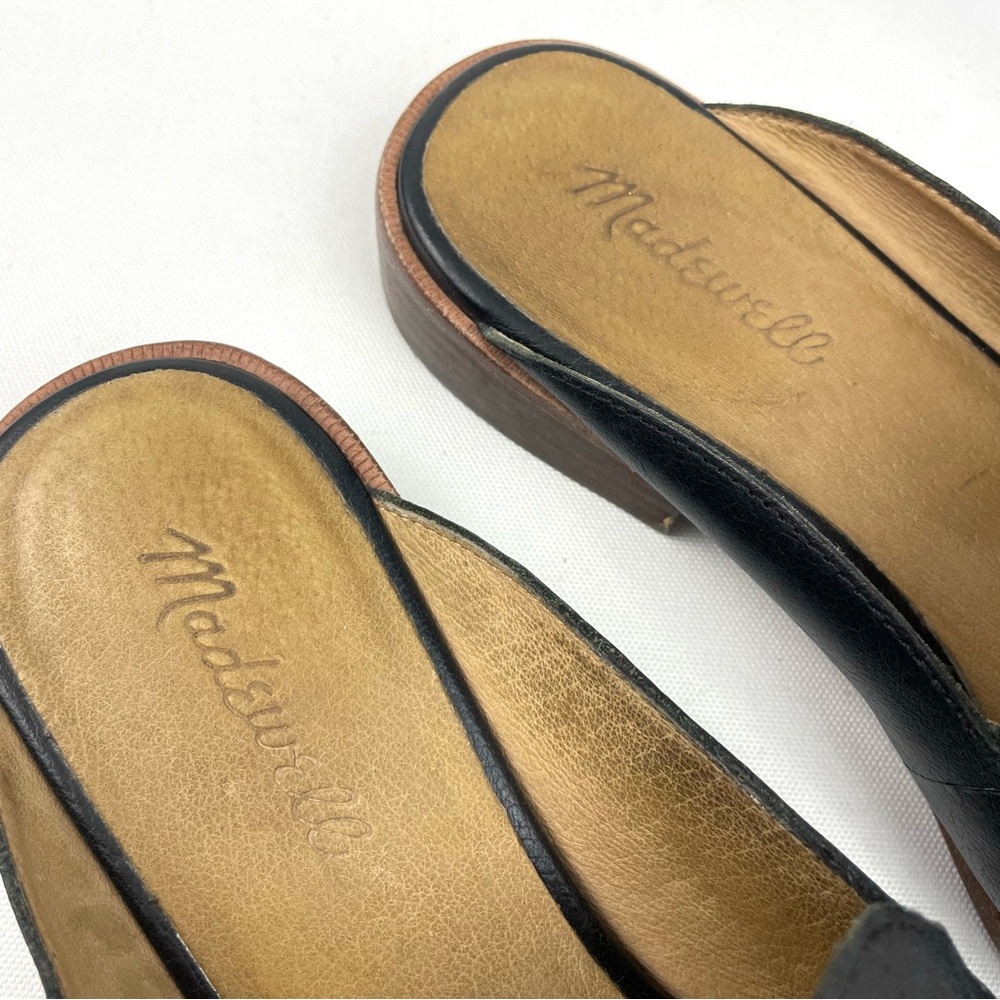 Madewell Women’s Frances Loafer Mules – Black Leather Slip-On Flats – Size 8 - Picture 3 of 8